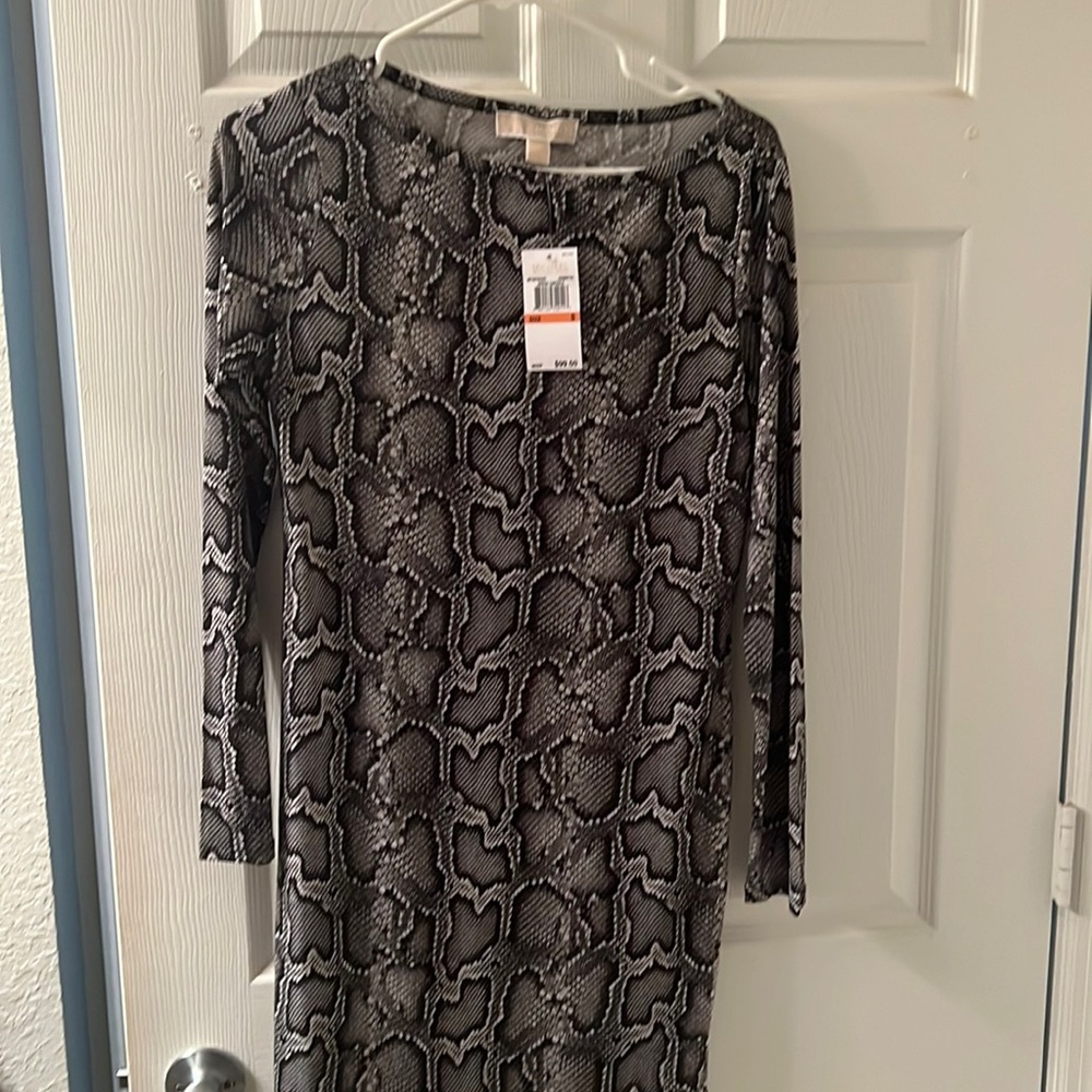 BLACK/GREY SNAKESKIN MICHAEL KORS DRESS